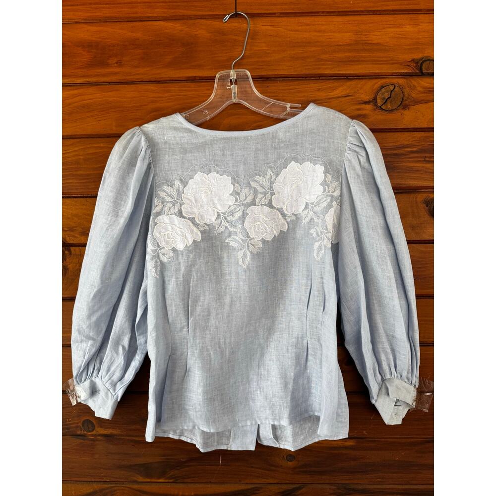 VINTAGE | CLOAK of many COLORS Liberty & Lucrezia Romantic Linen Blouse Top